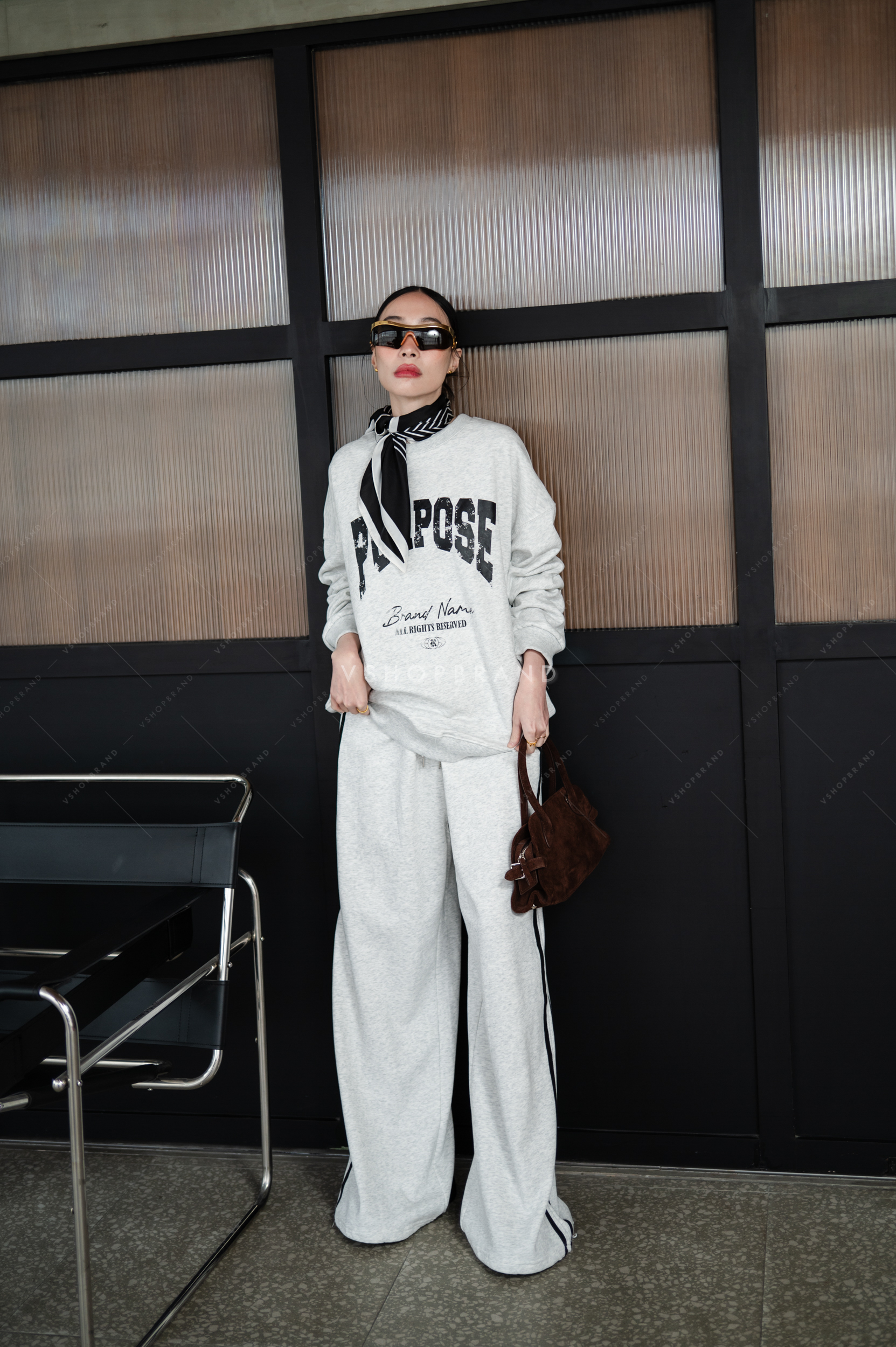 Set เสื้อกันหนาวสกรีน PURPOSE + กางเกงขายาว #vshopbrand #vshop #ชุดเซต #เซตกางเกง #เซตน่ารักๆ #เซต #skirt #fashion #airportlook #outfitoftheday #outfit #set #fashioninspo #minimal #summer #ชุดใส่สบาย