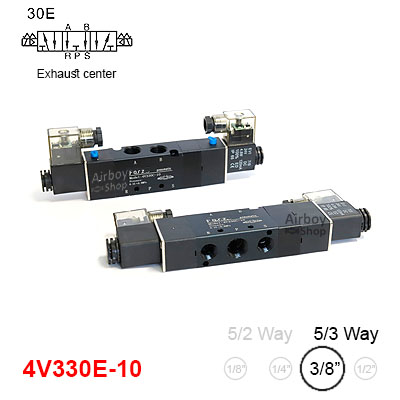 โซลินอยด์วาล์ว รุ่น 4V330-10E(Port3/8") 5/3 Double Coil