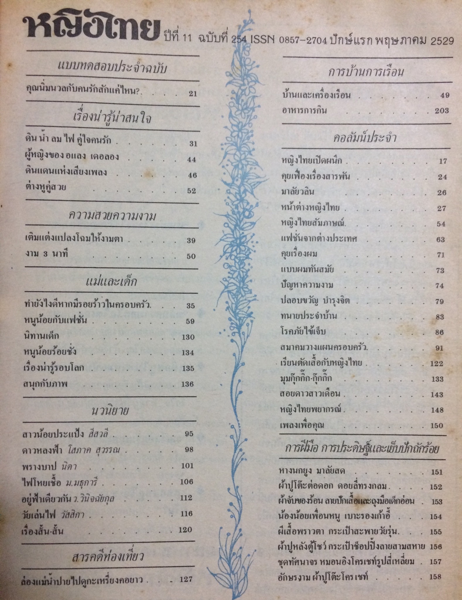 หญิงไทย ปีที่ 11 ฉบับที่ 254 ปักษ์แรก พฤษภาคม 2529 (นพวรรณ วรรณโสภา)