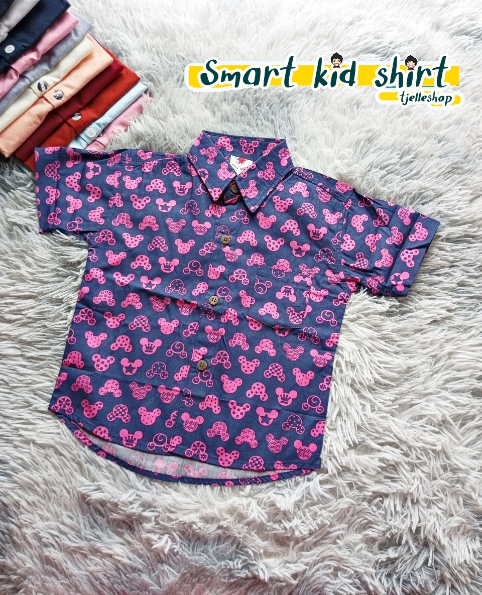 เสื้อเชิ้ตเด็ก แขนสั้น คอปก ลาย