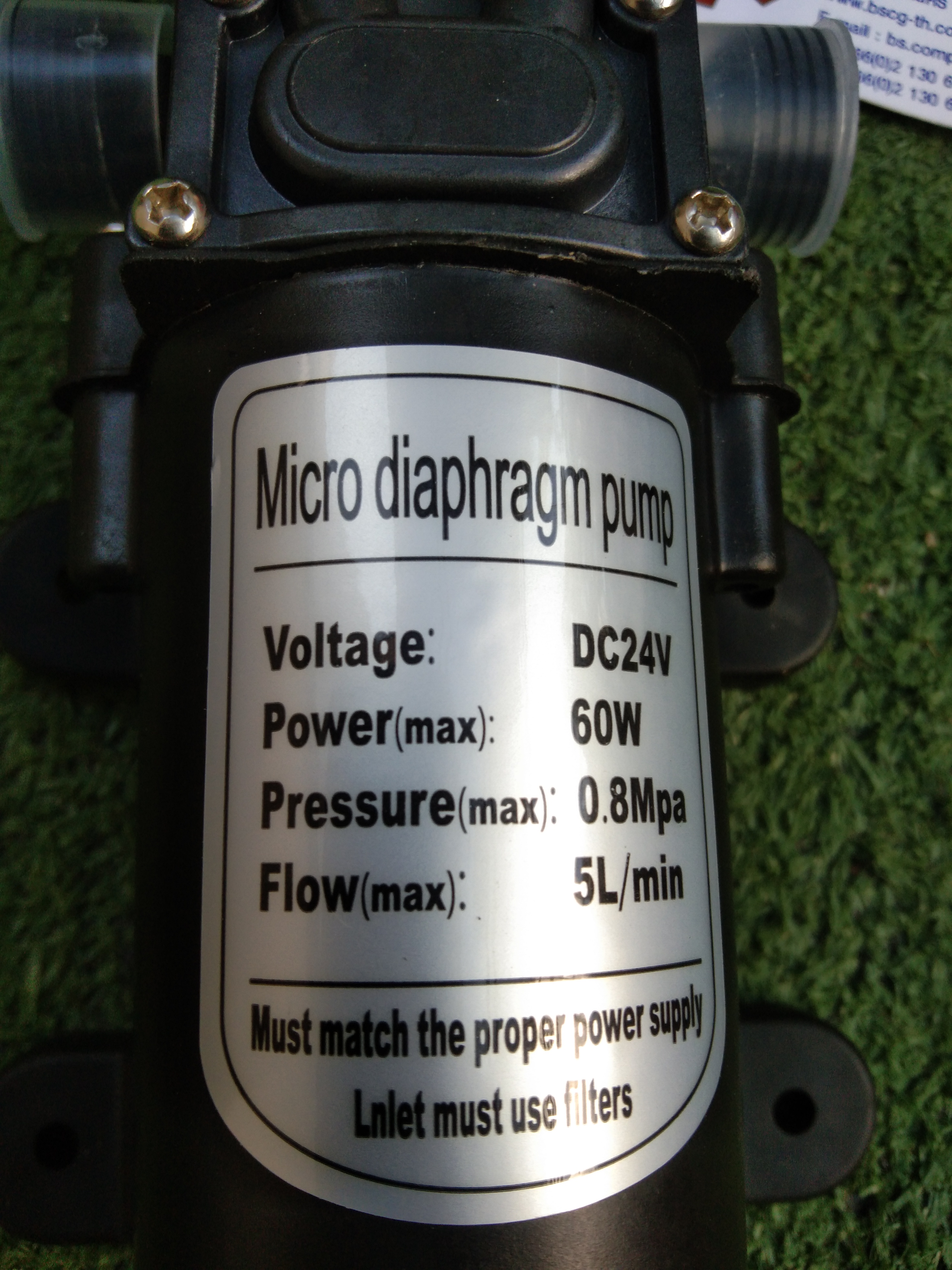 Micro Diaphragm Pump ปั้มน้ำ 24VDC แรงดัน 8 bar, เกลียวนอกเข้าออก G1/2 with Pressure switch