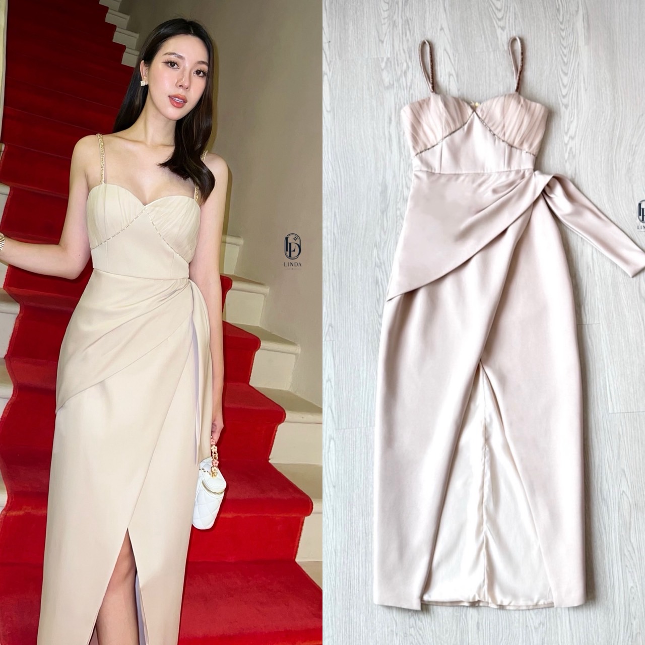 เดรสสายเดี่ยวผ้าซาตินทรงเข้ารูปสุดหรู ตัวชุดมีดีเทลจับจีบช่วงอก #ชุดเพื่อนเจ้าสาว #ชุดออกงาน #ชุดดินเนอร์ #ชุดไปคาเฟ่ #ชุดทะเล #ชุดเชต #lindabrand #เสื้อผ้าแฟชั่น #แบรนด์เวียดนาม #งานป้าย #ชุดเซ็ต #vetnamebrand #ชุดsexy #ชุดไปเที่ยวกลางคืน