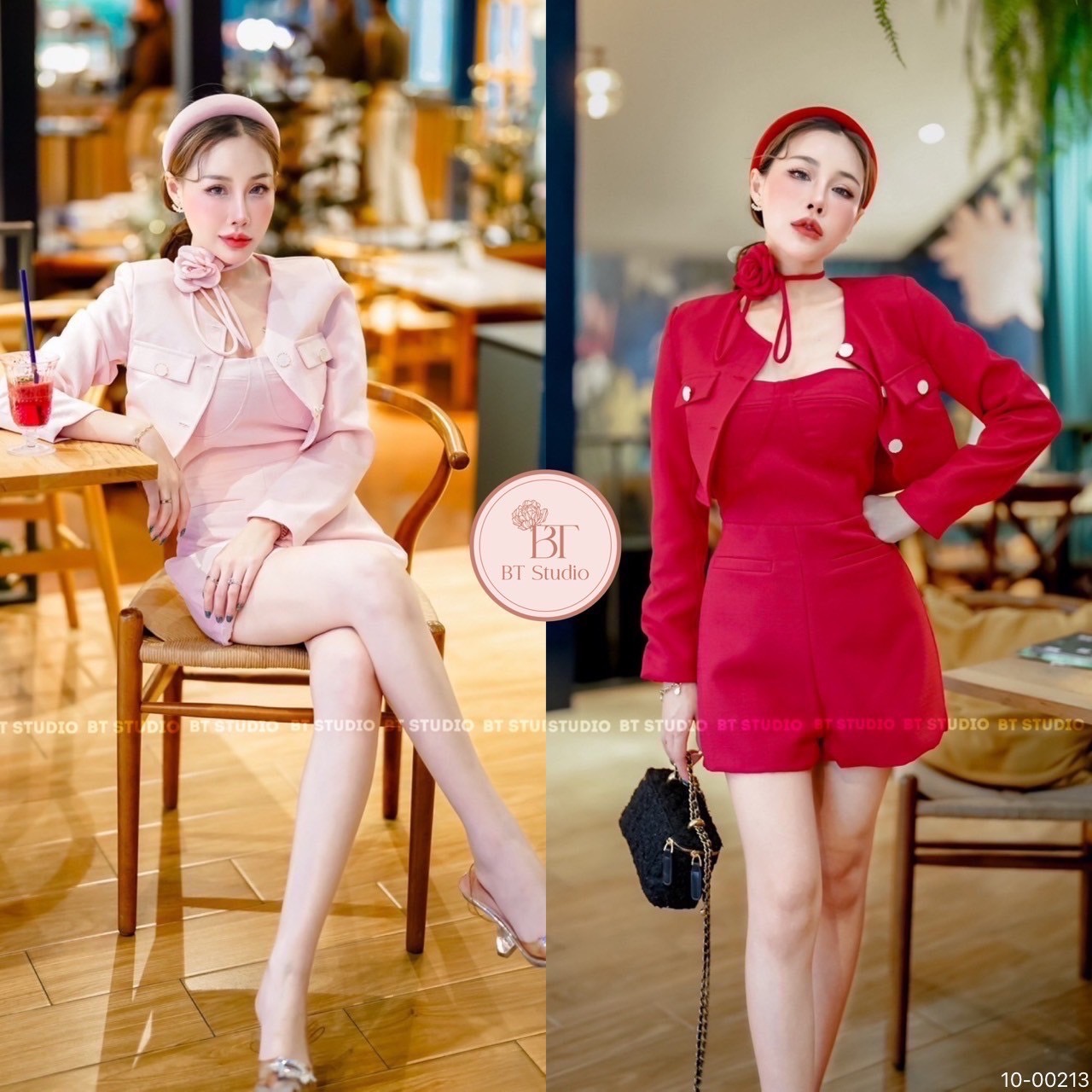 เซท 3 ชิ้น เพย์สูทขาสั้นสายเดี่ยว อกเสริมฟองน้ำ ซิปหลังมีซับใน มาพร้อมเสื้อคลุมตัวสั้นกระดุมหน้า แมทซ์กับสายโชคเกอร์ผูกคอน่ารักมาก ๆ ค่ะ