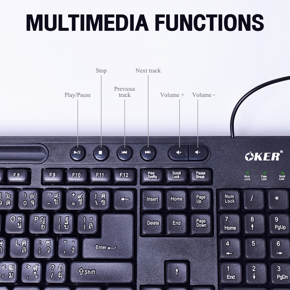 OKER K-758 OKER MULTIMEDIA KEYBOARD USB KB-UB-OK-758BK
