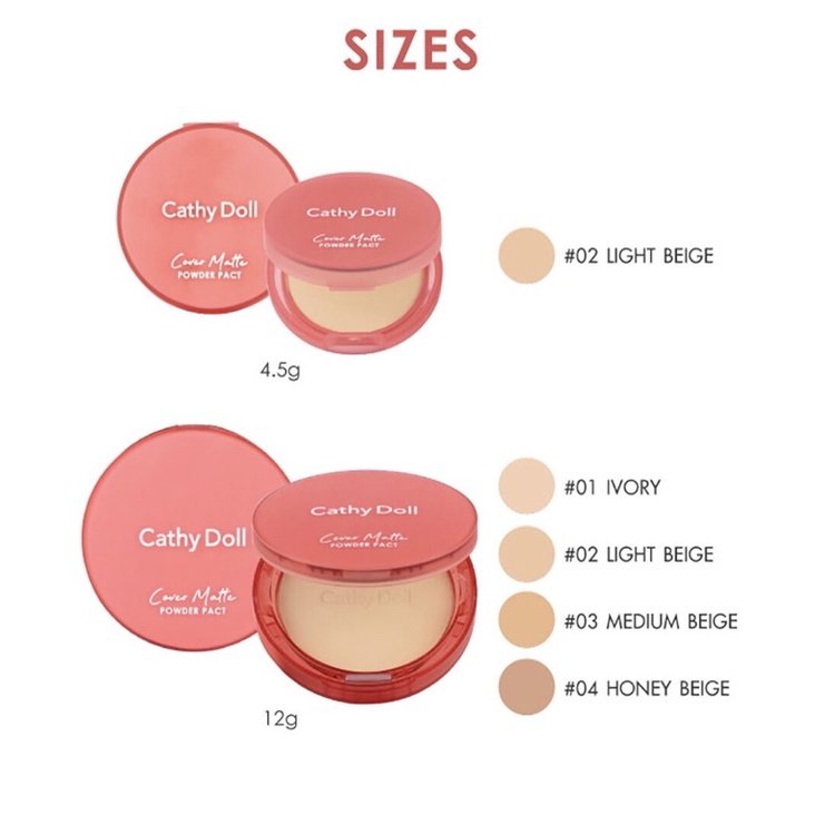 Cathy Doll Cover Matte Powder Pact SPF30 PA+++12g แป้งซ่อนผิว ปกปิดดีเยี่ยม
