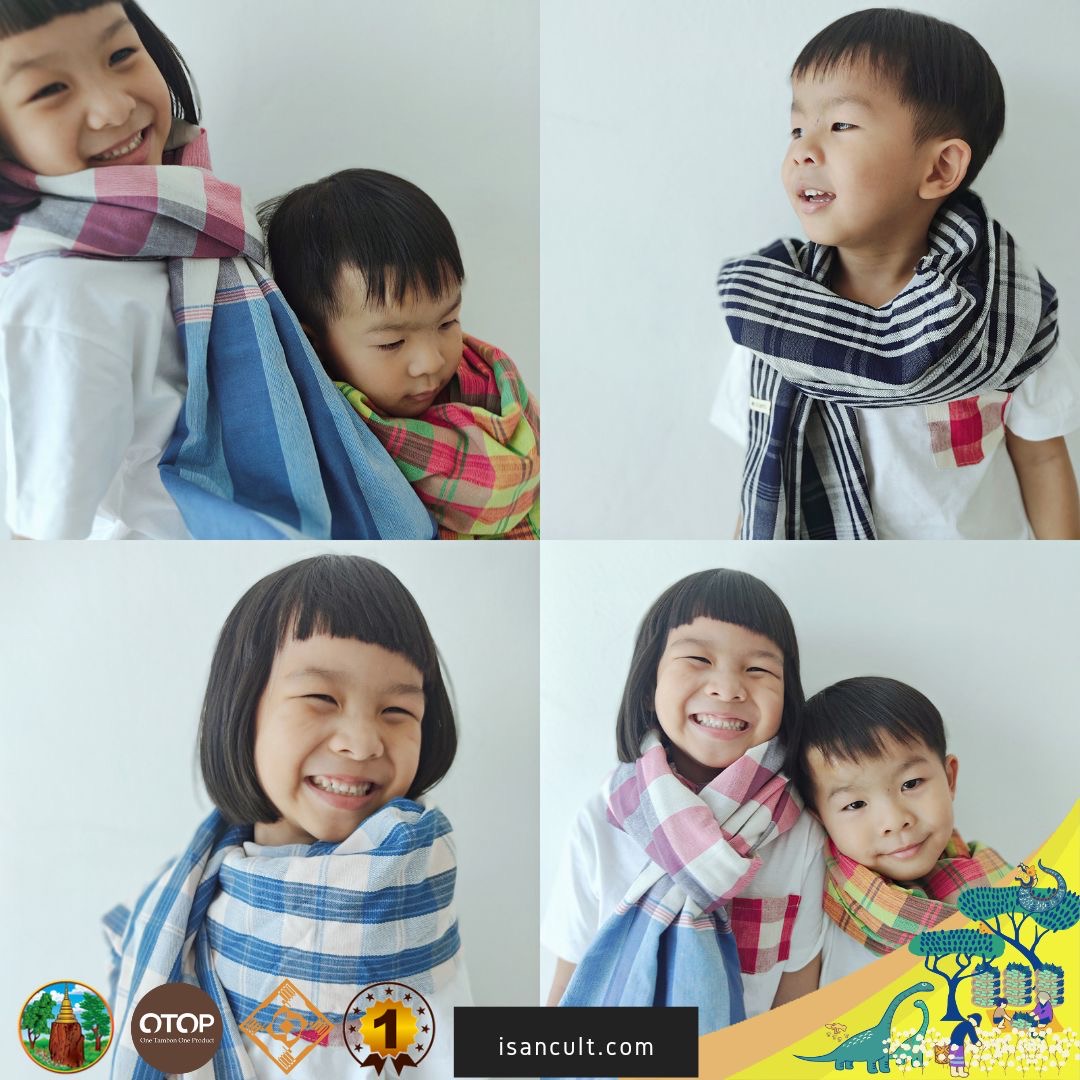 🌳 ผ้าขาวม้าทอมือ ผ้าขาวม้าฝ้าย 90x200 แบบที่ 2 ❤️ เย็บริมพร้อมใช้ แน่น ทน สวย ผ้าขาวม้าผืนใหญ่ LOOM