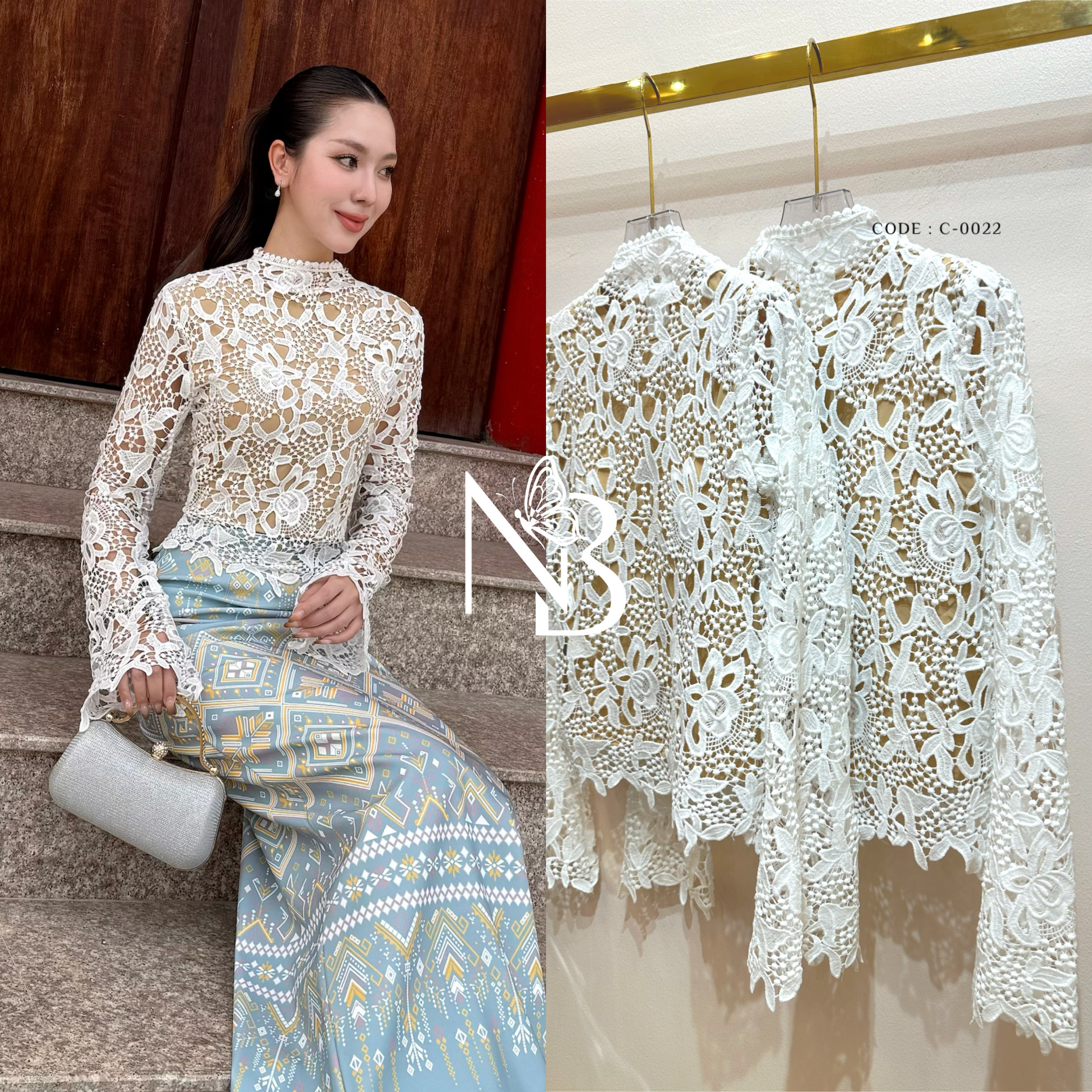 เสื้อลูกไม้ทรงคอเต่าแขนยาวแบ บบานออก ชายระบาย มีซับในผ้าคอตตอน มีฟองน้ำเสริม มาด้วยกัน 2 สี สีฟ้าและสีขาว ชุดเข้าพรรษา ทอดกฐิน งานบุญ งานวัด งานเทศกาลไทยต่างๆ ใครที่มีกระโปรงผ้าถุงที่บ้านอยู่แล้ว อยากได้แค่เสื้อ ก็จัดมาให้แล้วนะ 🤍🩵 #NABIBR