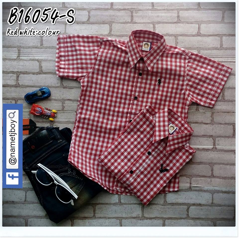 B16054-S ลายสก็อตสีแดงขาว-MM
