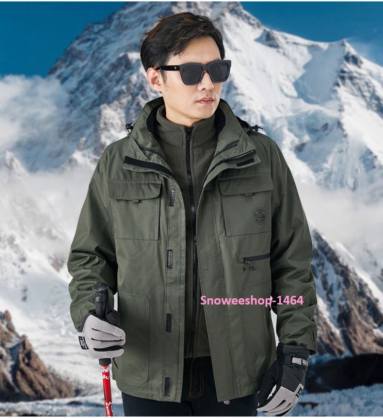 แจ็คเก็ตผู้ชายเสื้อผ้าใส่ไปหิมะซับขนแกะด้านในอีกตัว มาพร้อมฟังก์ชั่นครบจบในตัวเดียว กันหนาว กันลม กันหยดน้ำ ใส่เล่นสกีกันหนาวติดลบ มี 4 สี M ถึง 5XL