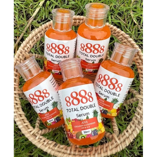 8888 Total Double Serum AHA Collagen Glutathione Vit B , C , E 30 ml เซรั่มเปิดผิวขาว x10