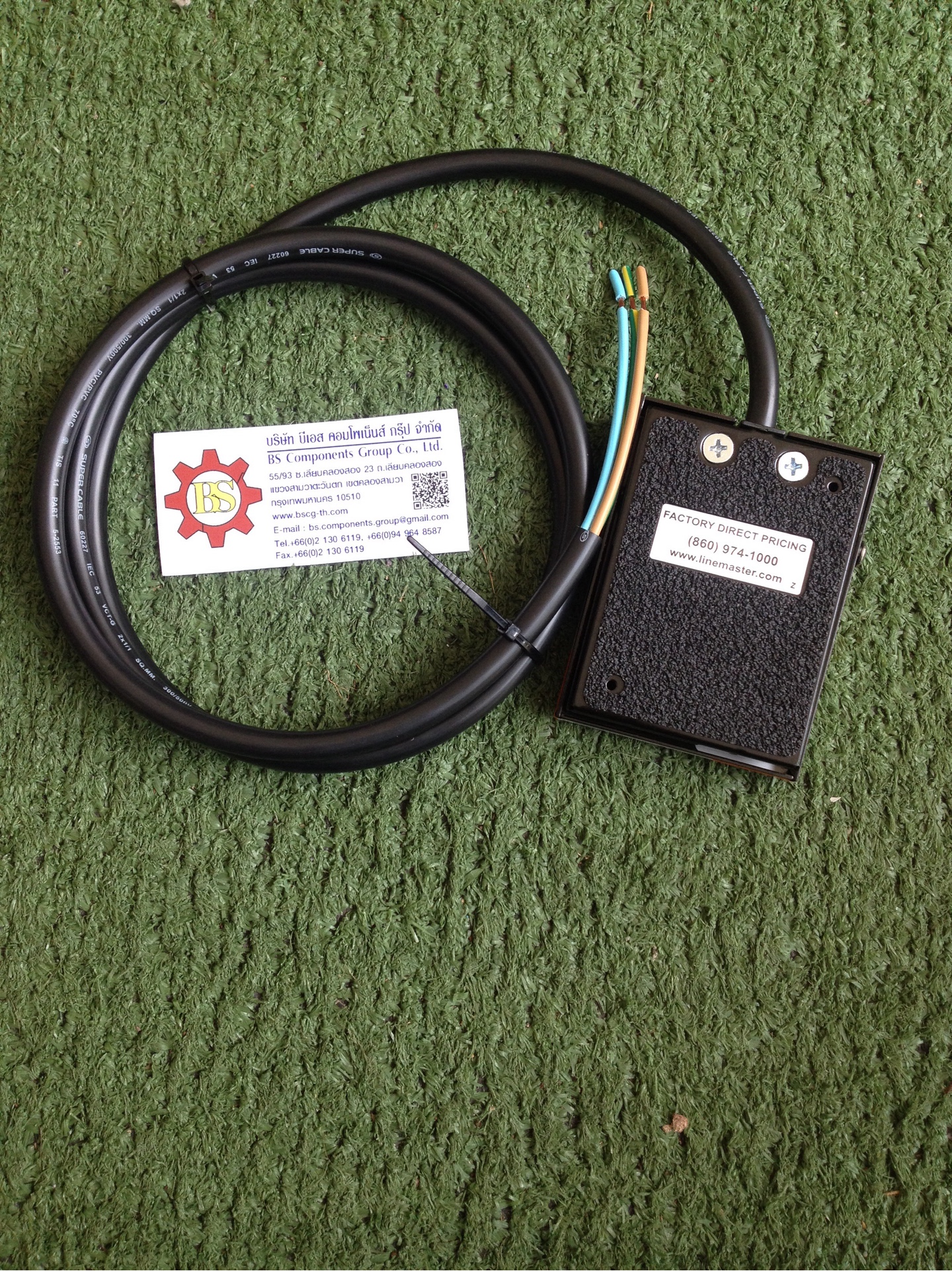 LINEMASTER : Foot Operated Switch, Treadlite II Series, SPDT, (On), 15A, 250V, 25.4 mm, VCT2x0.75sqmm.xยาว 1.5m. No.T-91-S.