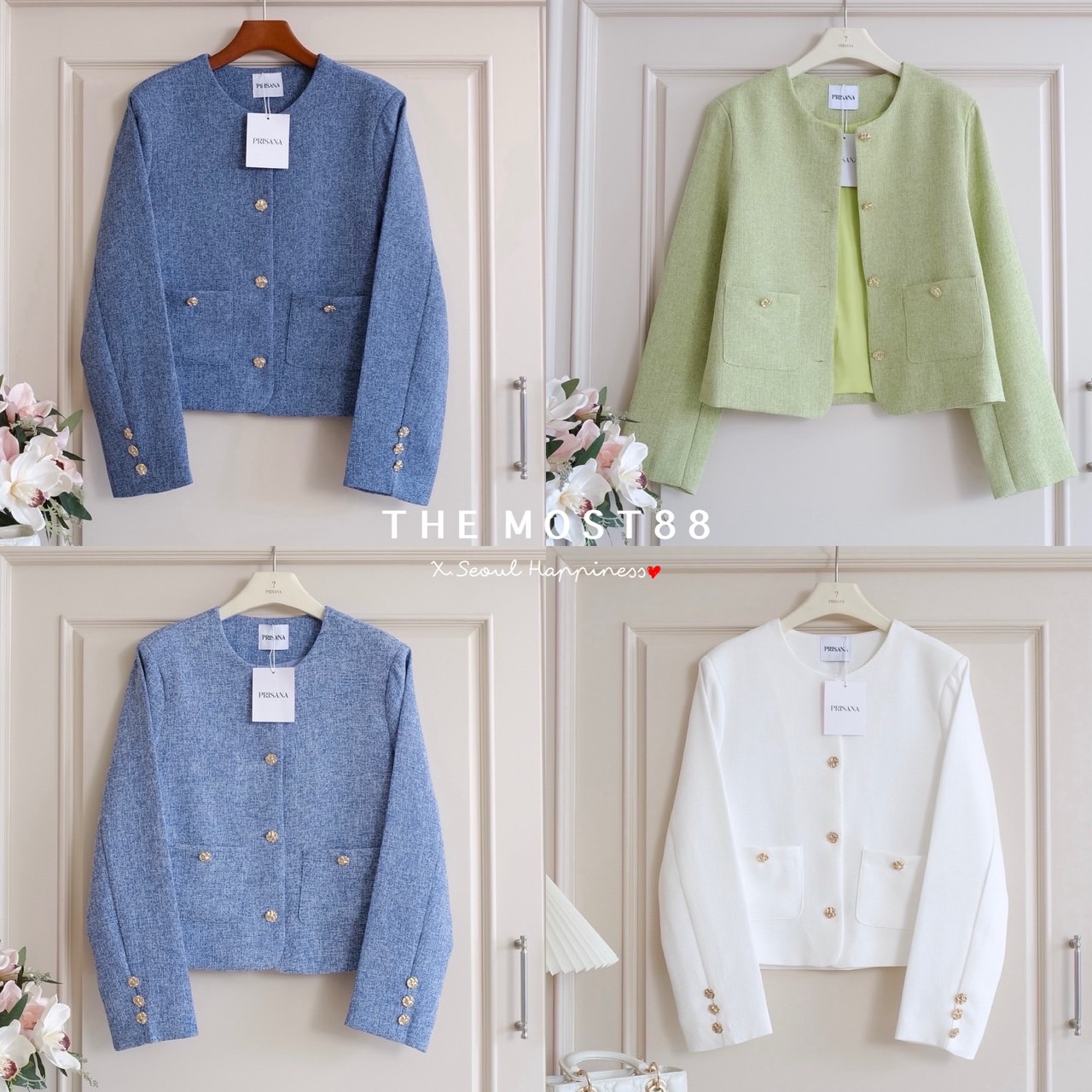 เสื้อคลุมสไตล์สูท งานผ้าทวีตเกรดแพง ใส่ไม่คันระคายผิว ตัดเย็บซับในแบบเดียวกับงานเบลเซอร์เกรดห้าง ดีเทลแต่งกระดุมโลหะสีทองสวยติดแกรม