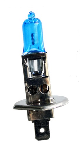 B-TECH หลอดไฟหน้ารถยนต์ H1 12V 55W หลอดสีฟ้า แสงสีขาว หลอดละ