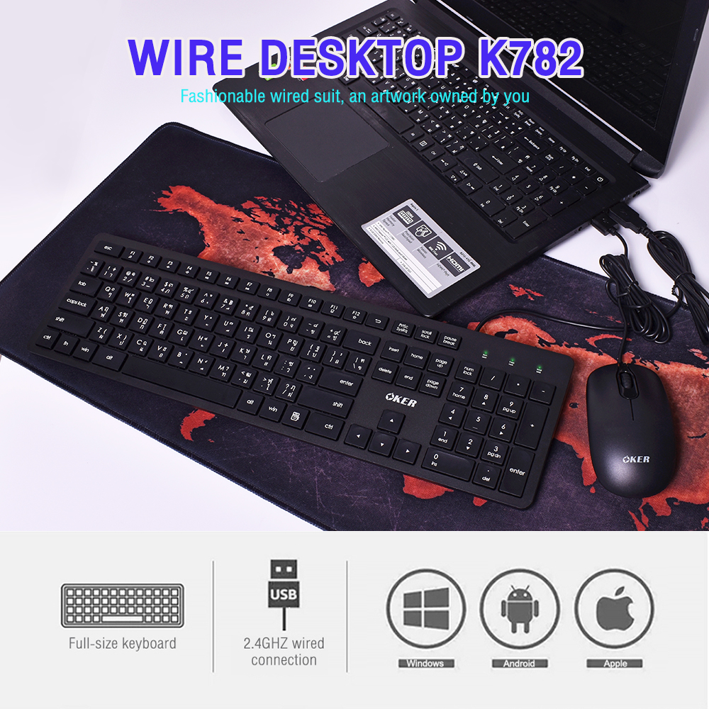 KM782 OKER SLIM KEYBOARD+MOUSE USB KB-KM-OK-K782B