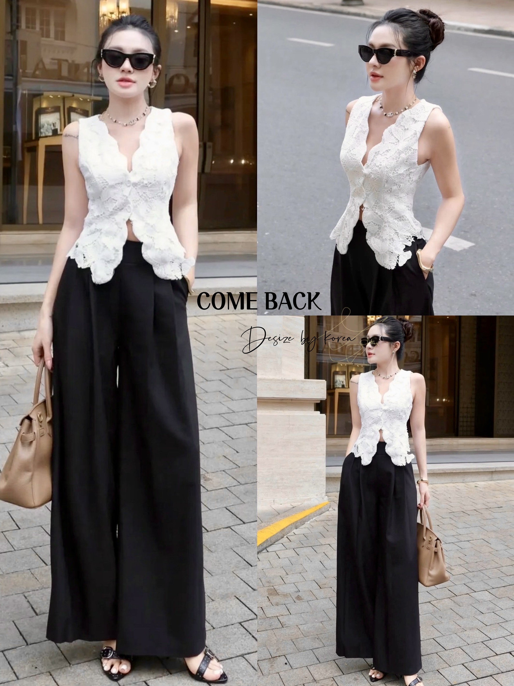 เสื้อลูกไม้สีขาวทรงสวยทันสมัย การันตีรุ่นนี้ใส่สวยทุกคน ด้วยเนื้อผ้าอย่างดี ดีไซน์สวย ใส่ขึ้นมาแล้วดูดีมาก ควรมีติดตู้เอาไว้นะคะ ดูแพง เป็นลุคที่น้อยแต่มาก เอาเป็นว่าเริ่ดมากกค่ะ