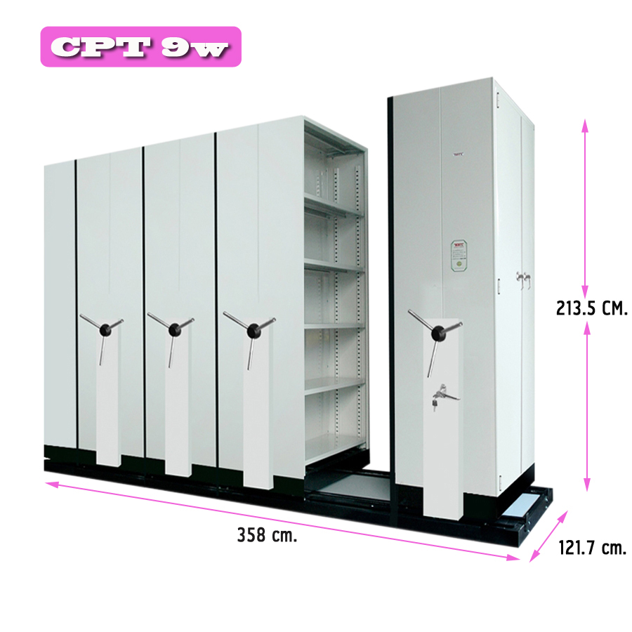 ตู้รางเลื่อน CPT 9W แบบมือพวงมาลัย 9 ตู้