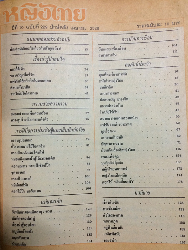 หญิงไทย ปีที่ 10 ฉบับที่ 229 ปักษ์หลัง เมษายน 2528 (จินตหรา สุขพัฒน์)