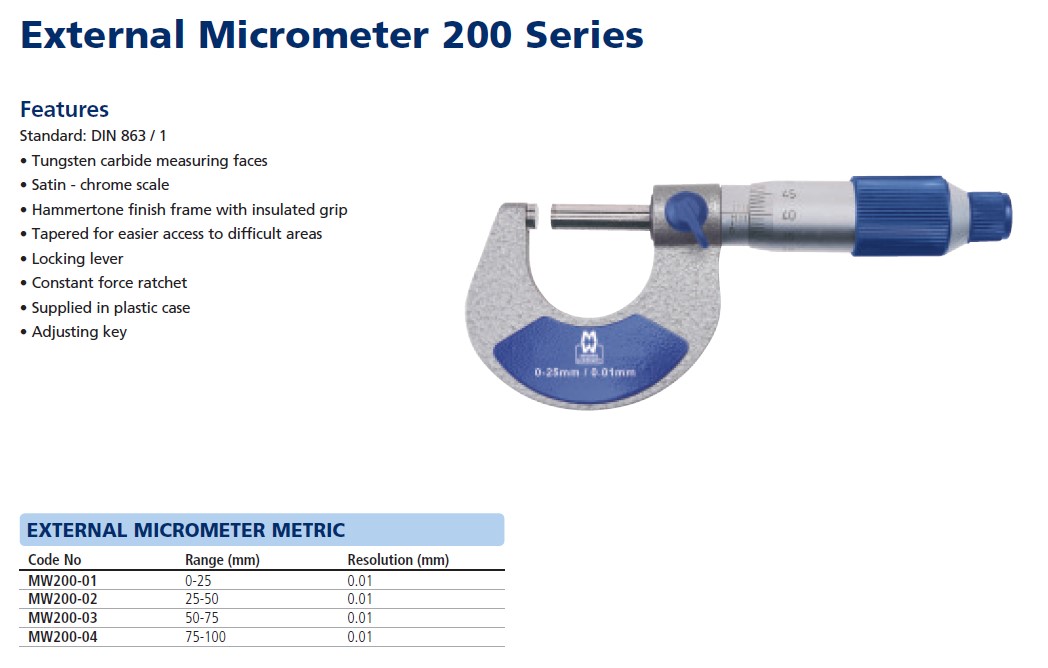 ไมโครมิเตอร์วัดนอก / Outside Micrometer / Range 50 to 75mm