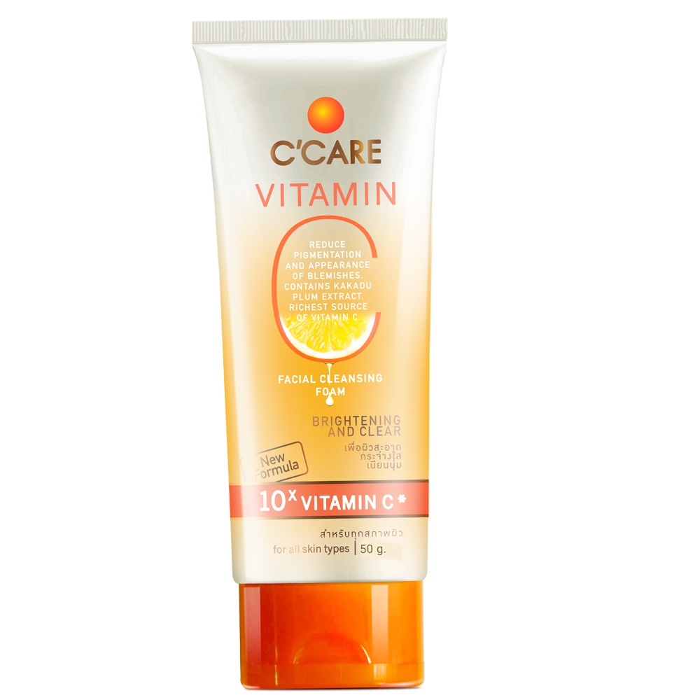 C'CARE VITAMIN C FACIAL CLEANSING FOAM (50 กรัม) สูตร BRIGHTENING & CLEAR โฟมล้างหน้า