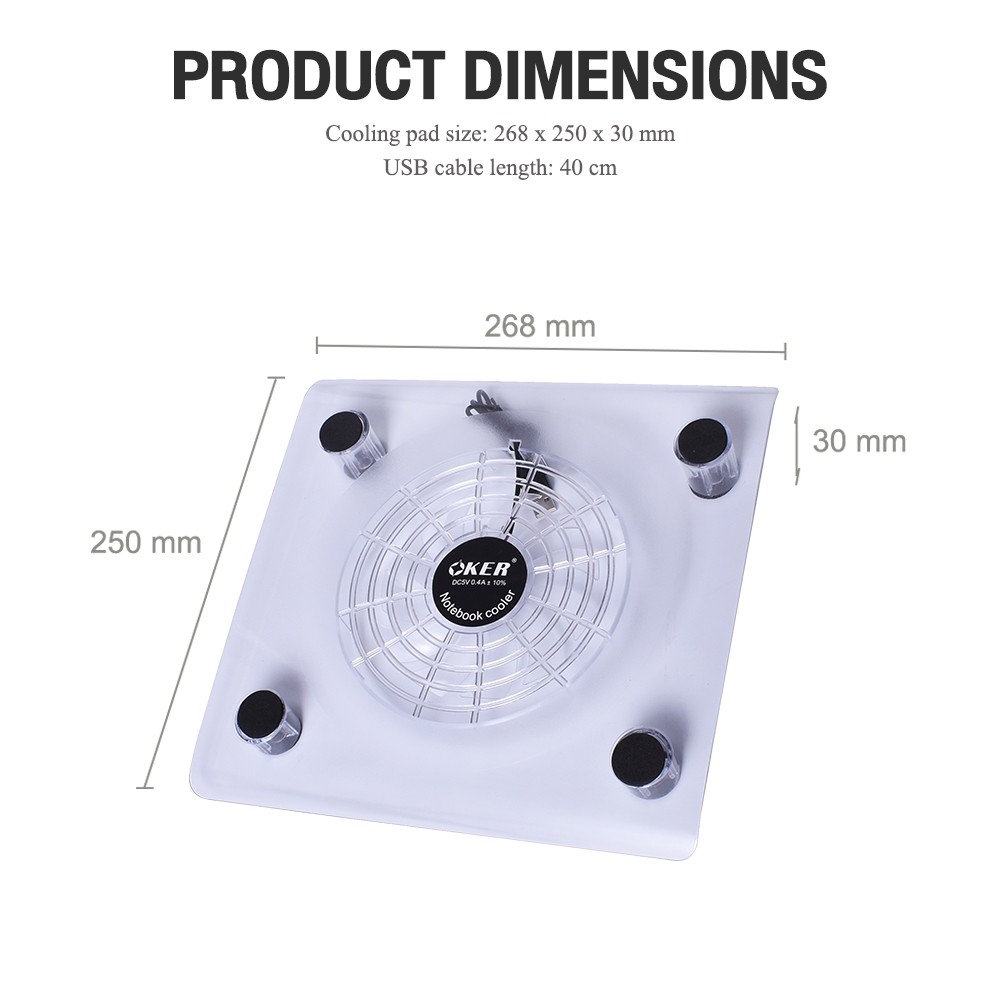 C814 OKER NOTEBOOK COOLING PAD มีไฟ SKU-02325