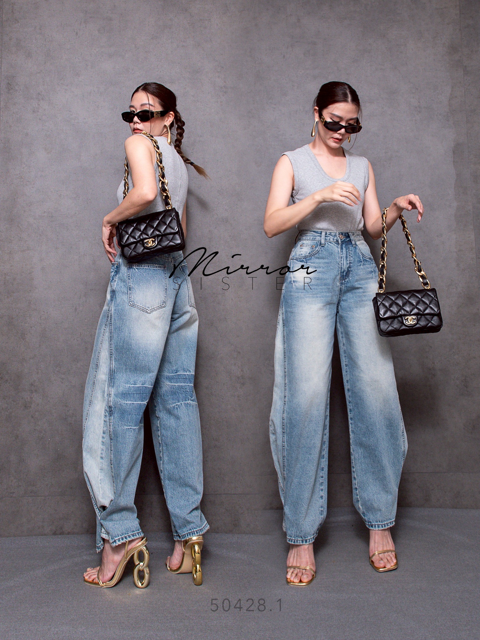 •MiRRoRSiSTER's 2in1 BaGGY JEANs•• กางเกงยีนส์ที่รัก…ใส่ได้2ทรงในตัวเดียว!! ใส่เป็นทรงขากระบอก หรือทรงBaGGyก็ได้เพียงติดกระดุมแป๊กที่ปลายขา มีดีเทลเก๋ทั้งตัว ด้านข้างต่อผ้าแต่งเดินตะเข็บสวย ด้านหลังแต่งลายฟอกเท่ห์ๆ เนื้อผ้ายีนส์ระดับPREMiUMฟอกสีสวย แ