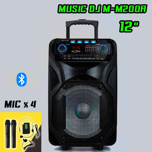 MUSIC DJ M-M200A SPEAKER /1200W 12inch+MIC*4ไร้สาย BLUETOOTH 40*40*60 SP-MJ-12-M200A