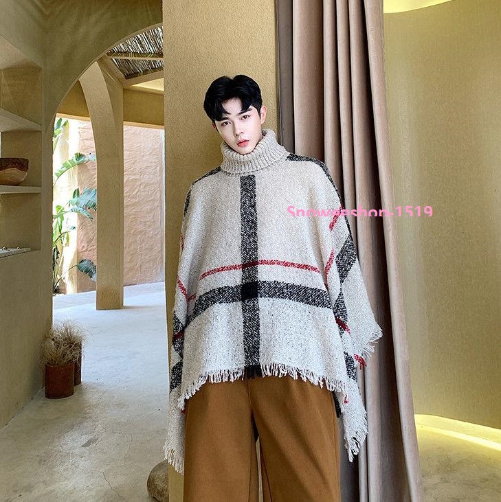 ผ้าคลุมไหล่ผู้ชาย ผ้าแคชเมียร์ผสมไหมพรมสไตล์ตะวันตกใส่กันหนาว กันลม กันหยดน้ำได้ดี ลายวินเทจแบบสวมแต่งปกคอสูงใส่สบาย มี 2 สี ฟรีไซ