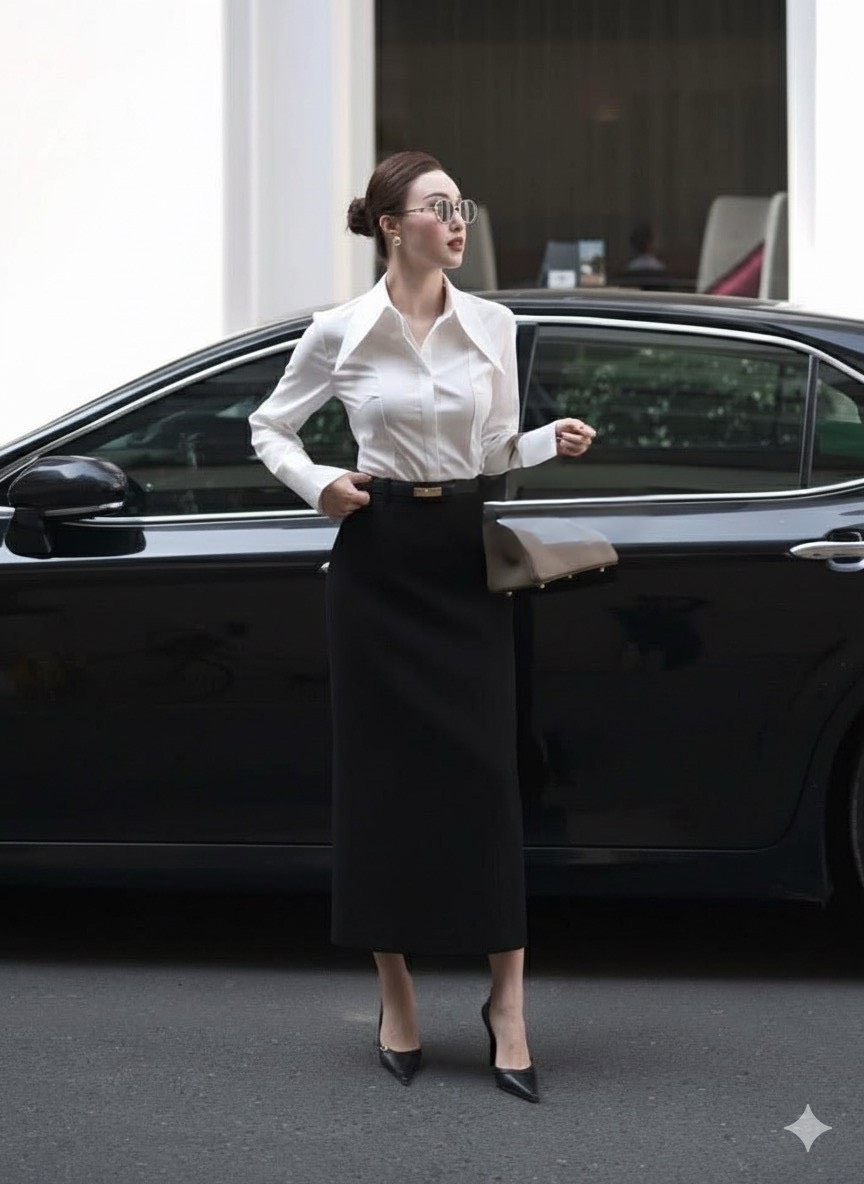 Set 3ชิ้น สุดคุ้ม เสื้อคลุมเบเซอร์แขนยาว สีดำ ดีเทลกระดุมหน้ายาว และกระเป๋าหน้าใช้งานได้จริง มาพร้อมเสื้อเซิ้ตคอปกสีขาวผ้านิ่มใส่สบาย แมทซ์กับกระโปรงยาวทรงสอบสีดำ ดีเทลแต่งผ่าหลังยาว (ซิปหลัง) ใส่คู่กัน สวย เนื้อผ้าดีสุดๆ ลุคCEO ติดแกรม