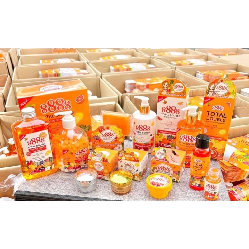 8888 Total Double Serum AHA Collagen Glutathione Vit B , C , E 30 ml เซรั่มเปิดผิวขาว x10