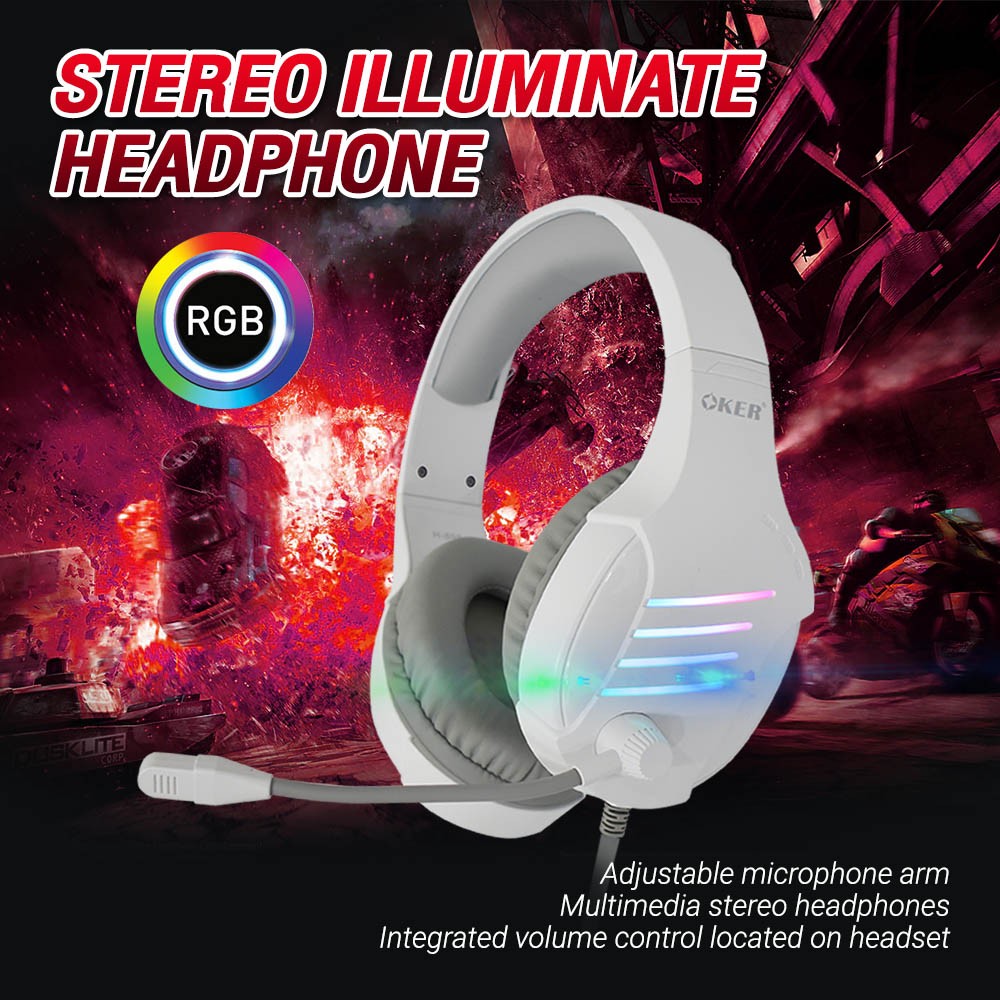 OKER H898 RGB HEADSET+MIC GAMING USB+3.5 HP-HM-OK-H898B