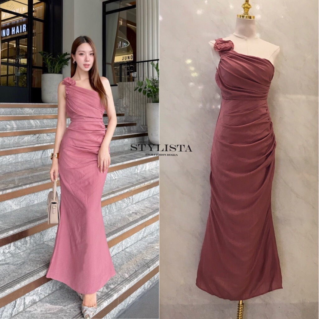 Goddess Curve Dress – เดรสปาดไหล่ดีไซน์เก็บทรง ลุคปังสับแบบตัวแม่