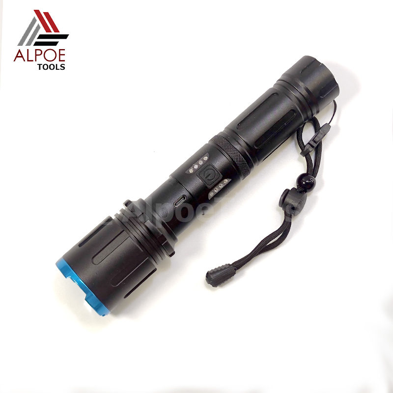 ไฟฉายแรงสูง พร้อมอุปรกรณ์ชาร์จ หลอด T20 มีไฟข้าง ถ่าน 26650 รุ่น JX-2022