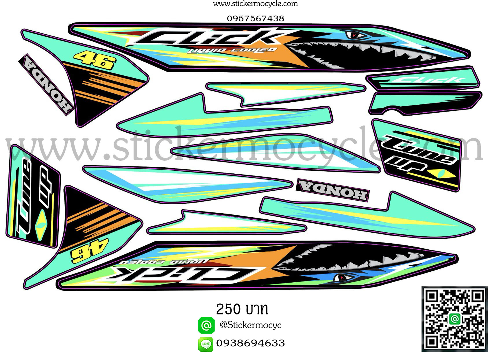 Sticker HONDA CLICK คาร์บู ติดได้ตั้งแต่รุ่นที่ 1-6 ติดรถได้ทุกสี (เคลือบเงา) สติ๊กเกอร์ ติดรถมอเตอร์ไซค์ ฮอนด้า คลิ๊ก