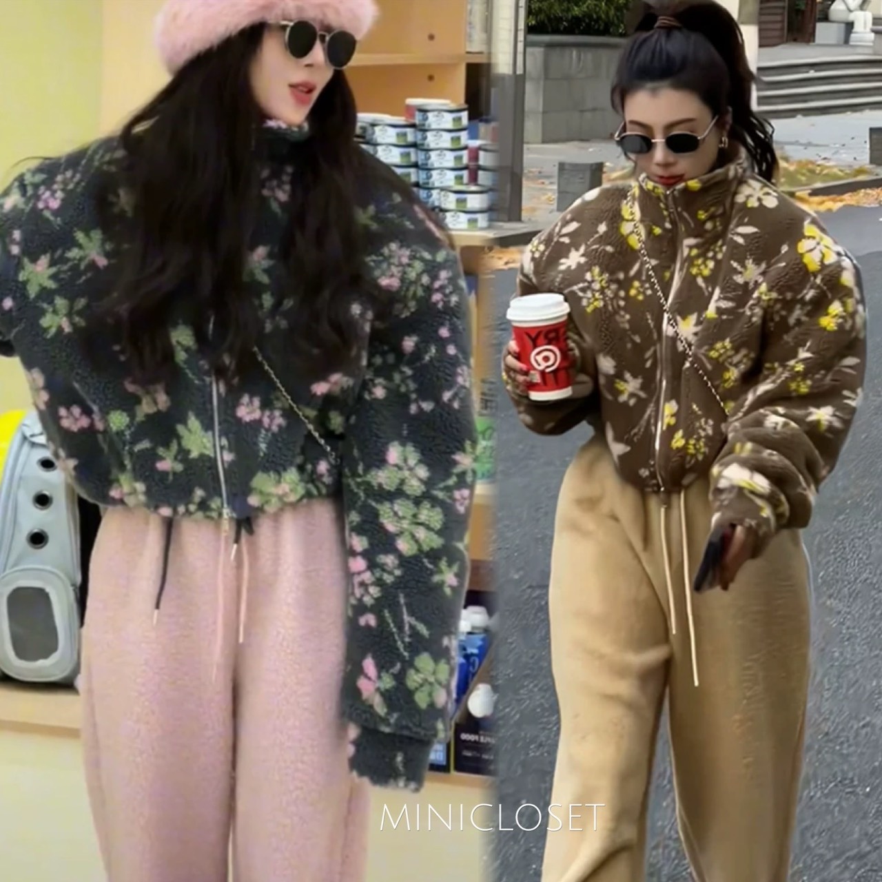 เสื้อกันหนาว งานเสื้อขนแกะลายดอกฮิปๆ น้ำหนักเบา กระเป๋าข้างซิปหน้ารูดสุดถึงคอ เข้าใจนักเดินทางสุด ห้ามพลาดค่ะ