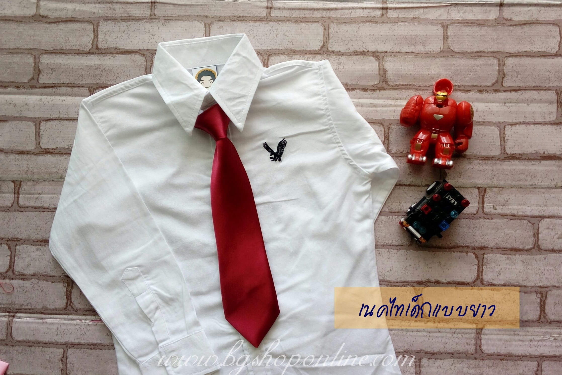 เนคไท AA สีแดงเลือดหมู แบบยาว ความยาว 9"