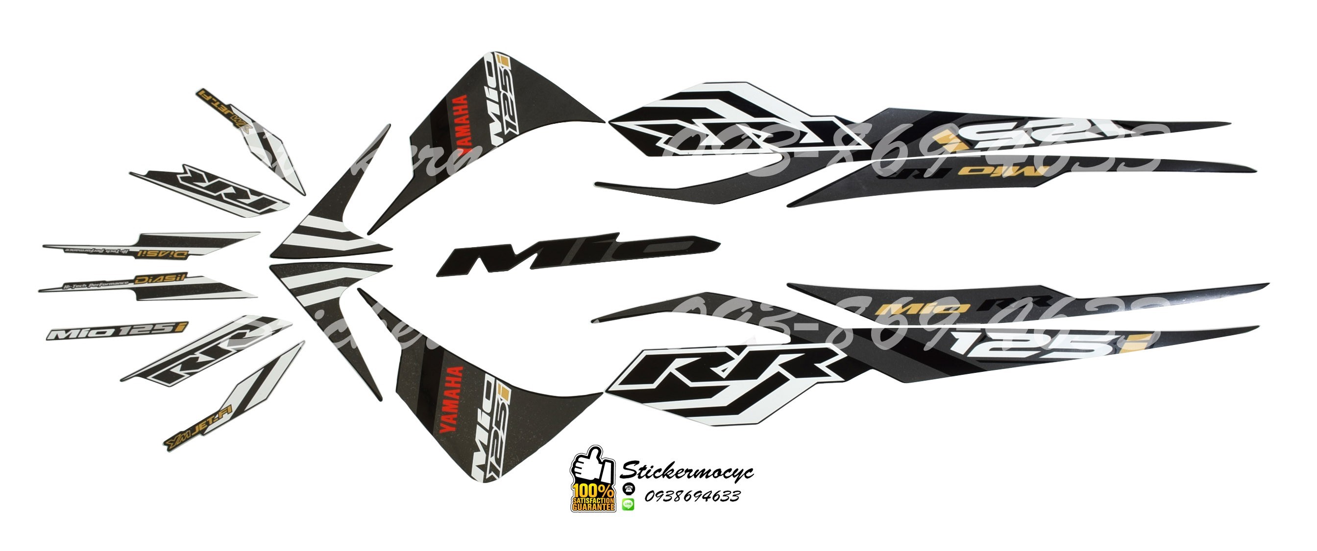 Sticker YAMAHA MIO 125 I ปี 2013 รุ่น 6 RR ติดรถสี ดำ(เคลือบเงา) สติ๊กเกอร์ 3M แท้ สติ๊กเกอร์ติดมอไซค์ ยามาฮ่า มีโอ