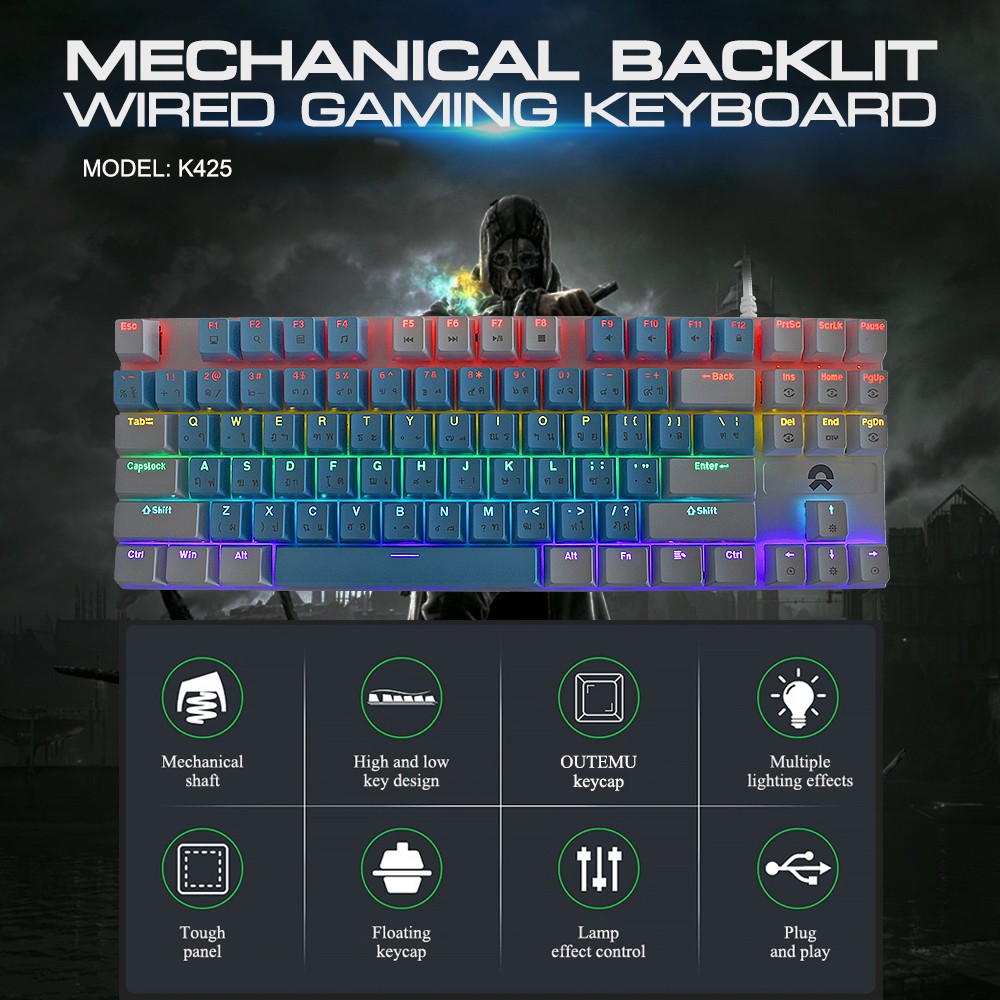 OKER K425 คีย์บอร์ด Mechanical Blue switch คุณภาพสูง SKU-02439