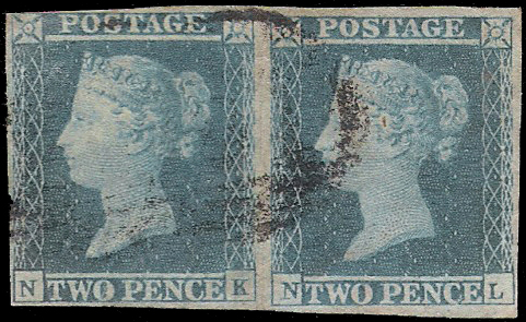 1841 No.4 Blue Imperf Pair