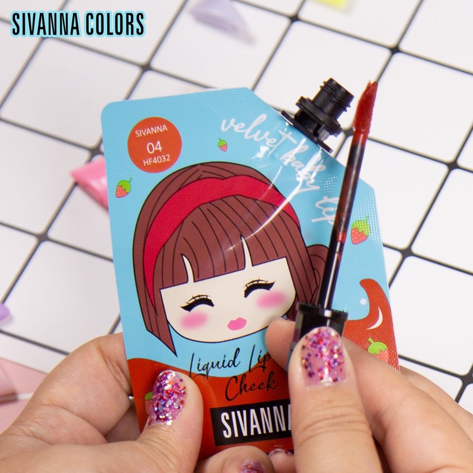(12ซอง/กล่อง) Sivanna Colors Velvet Baby Lip Liquid Lip HF4032 ซีเวียน่า เวลเวท ลิควิด ลิป แอนด์ ชีค