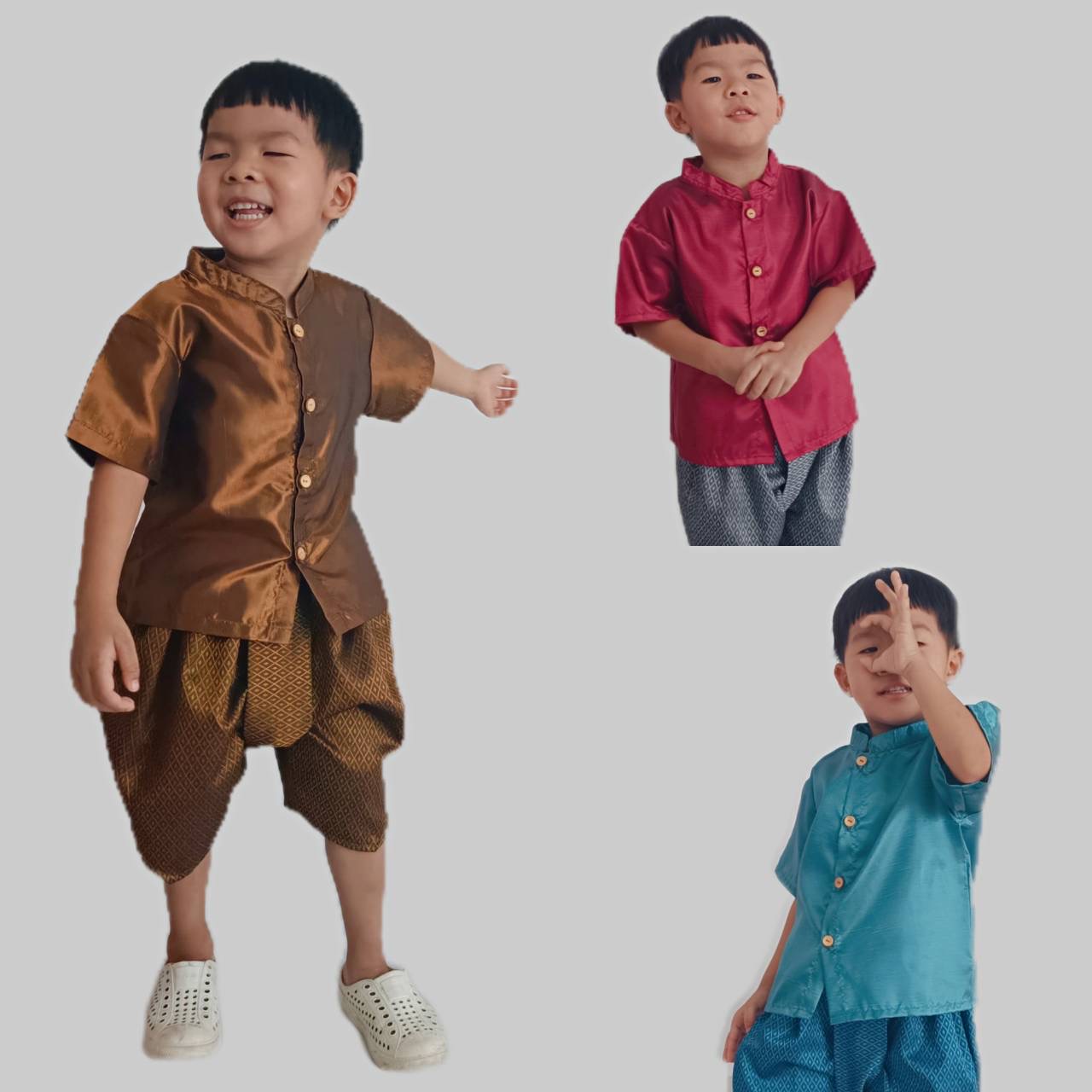 เสื้อไหมชุดไทยเด็ก รุ่น แก้วกล้า น้อง 2-6 ขวบ ❤️🎈 เสื้อราชปะแตน ชุดไทยเด็กอนุบาล ชุดไทยเด็ก LOOM