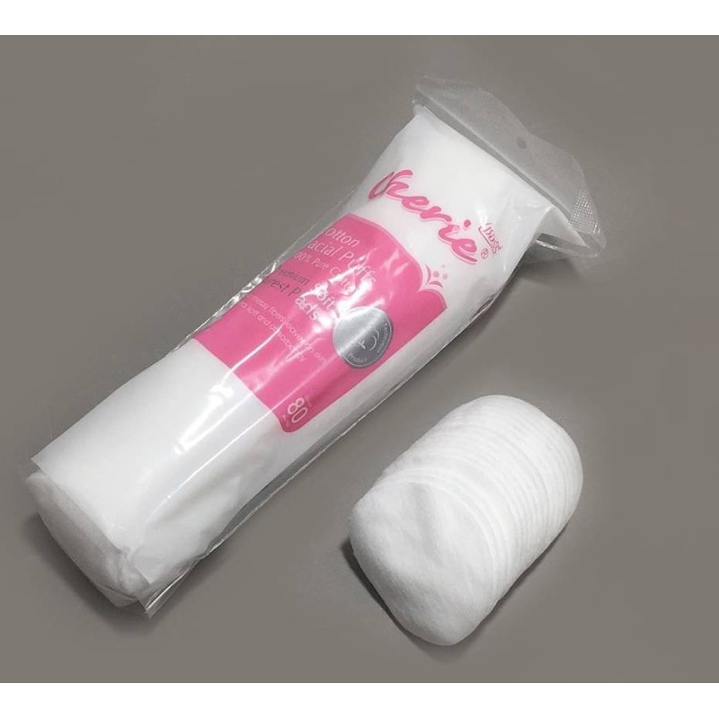 แผ่นสําลีเช็ดเครื่องสําอาง ทรงกลม 80 แผ่น Cherie Cotton Facial Puffs (80 Round Pads)