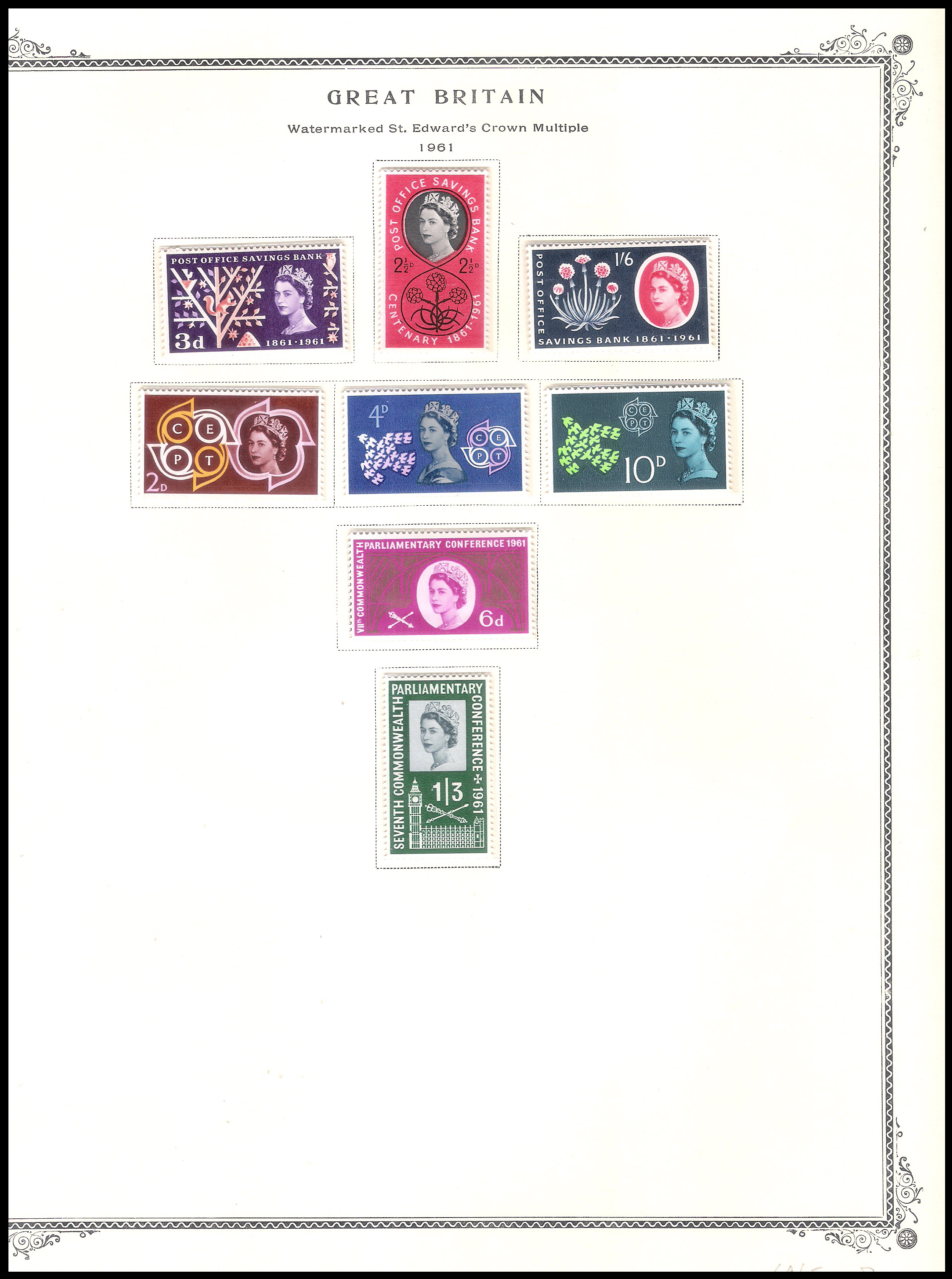 4 SHEETS 1957-1961 GREAT BRITAIN Watermarked St. Edward's Crown and E 2 R Multiple