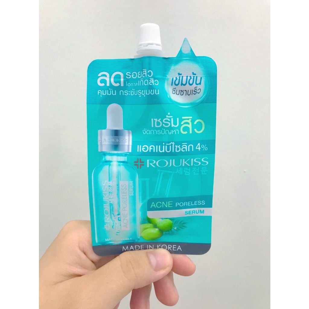 (1ซอง) Rojukiss โรจูคิส แอคเน่ พอร์เลส เซรั่ม 6มล. เซรั่มจัดการปัญหาสิว สำหรับ คนเป็นสิวง่าย