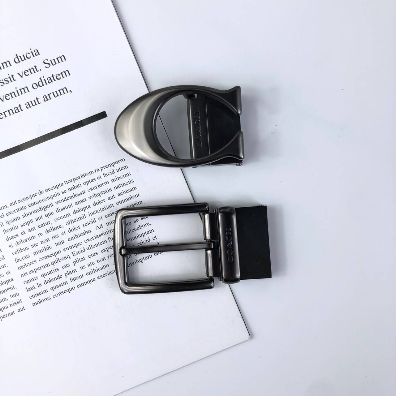 Coach Belt for men เข็มขัดผู้ชายแบรนด์เนมแท้โค้ช-สีดำเทาลายC
