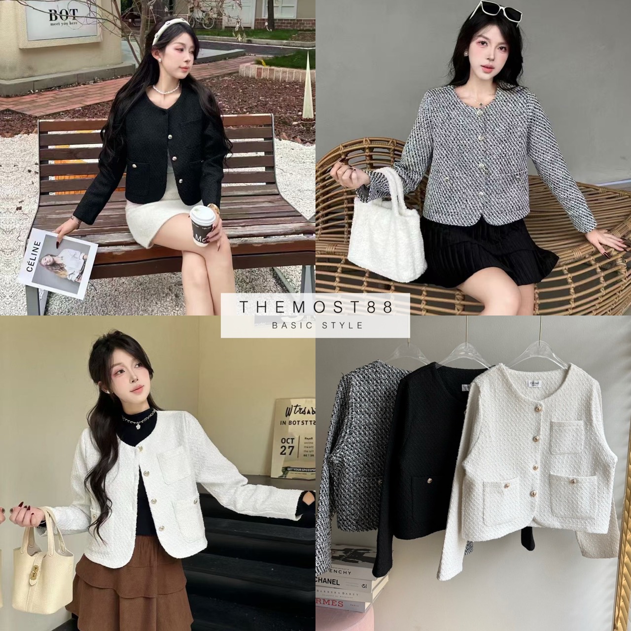 เสื้อคลุมแขนยาว เนื้อผ้าคุณภาพดีเกรดพรีเมียม ผ้าทวิต ป้าย Celine ใส่ได้ตลอดๆแมชง่าย ใส่เท่มีสไตล์สุดๆ