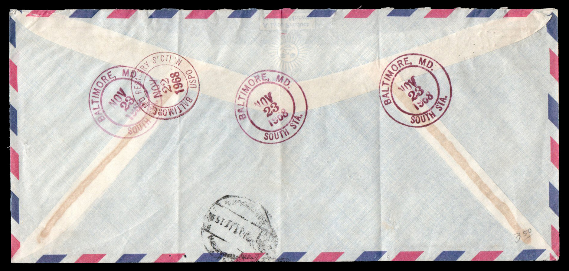 ซองส่งจริงติดแสตมป์ชุด ๓ รอบราชินี ดวง ๕ บาท