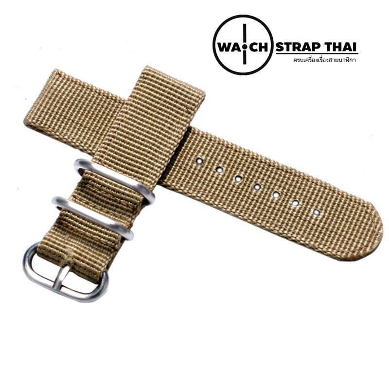 สายนาฬิกา สายนาฬิกาผ้าไนลอน SET02 Black Nylon Watch Strap สีครีมกากี Kaki มีขนาด 20 , 22 mm