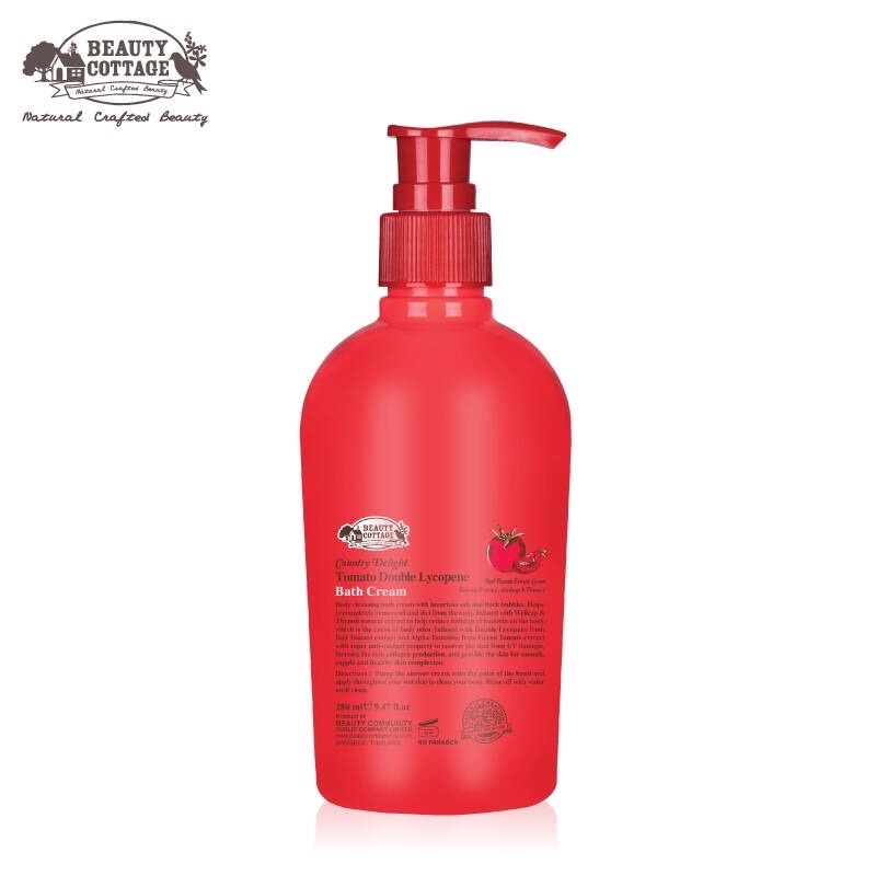BEAUTY COTTAGE COUNTRY DELIGHT TOMATO DOUBLE LYCOPENE BATH CREAM 280 ml ครีมอาบน้ำมะเขือเทศ