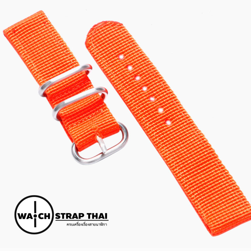 สายนาฬิกา สายนาฬิกาผ้าไนลอน SET02 Black Nylon Watch Strap สีส้ม Orange มีขนาด 20 , 22 mm