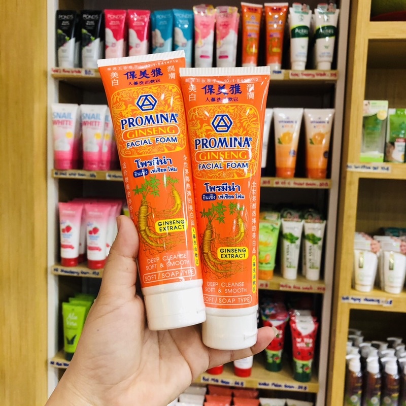 Promina Ginseng Facial Foam 100g โพรมีน่า โฟมล้างหน้าโสม โฟมล้างหน้าสูตรพิเศษ เหมาะสำหรับทุกสภาพผิว